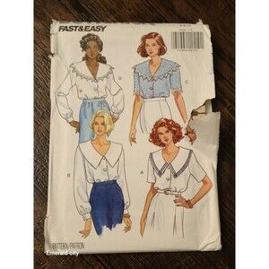 Vtg Butterick #5926 Size 6-8-10 Blouse Cut 1992 Ladies 4 Style Long Short Sleeve
